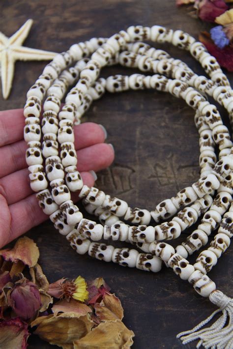 hand carved skull bone beads 108 bead mala womanshopsworld