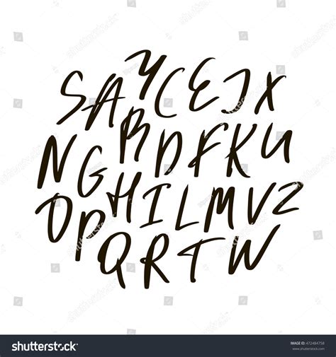 Vector Alphabet Lettersblack Handwritten Font Drawn 스톡 벡터로열티 프리