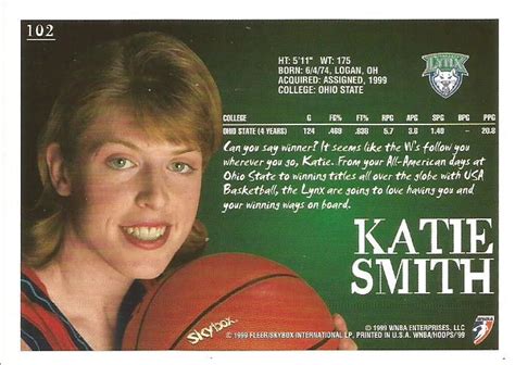 1999 Hoops Wnba 102 Katie Smith Trading Card Database