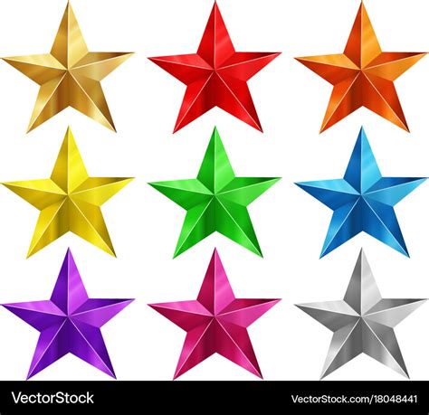 Stars In Nine Different Colors Royalty Free Vector Image