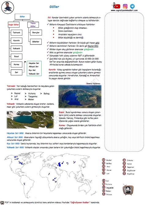 Coğrafyanın Kodları Göller Konu Anlatımı PDF 10 sınıf Coğrafya