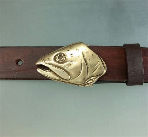 Trout Fish Belt Buckle In Solid Bronze With Natural Patina