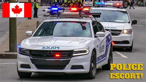 Montréal Montréal Police Service Spvm Patrol Cars Escorting Coach