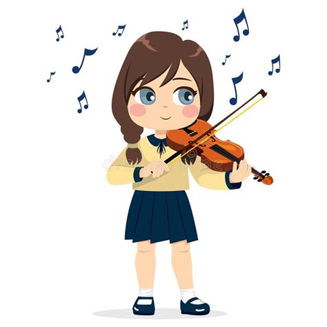 Happy Girl Playing Violin Stock Vector Illustration Of Education
