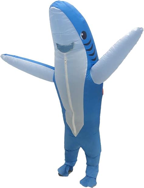 Amazon Com Inflatable Shark Costume For Adults D Blow Up Shark Jumpsuit For Halloween