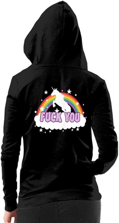 full zip fleece hoodie sweatshirt for women teen girl unicorn fuck you rainbow