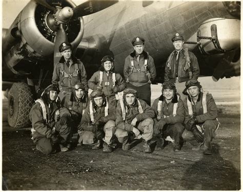 Group Portrait Of Flight Crew Of Us B 17 Flying Fortress Bomber