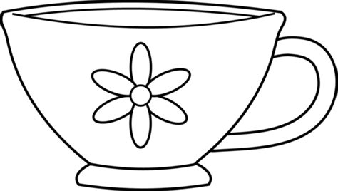 Cute Teacup Coloring Page Free Clip Art