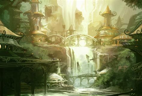 The Hidden Elven City Of Cairthrellon Fantasy City Fantasy Castle