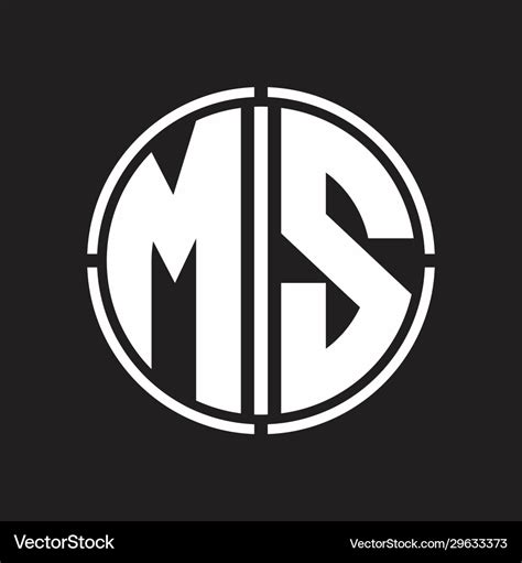 Ms Logo Initial With Circle Line Cut Design Vector Image