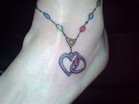 Heart Ankle Bracelet Tattoos For Couple