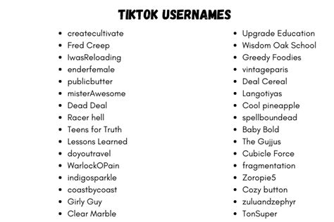 Tiktok Usernames 450 Cool Tiktok Usernames For Boys And Girls