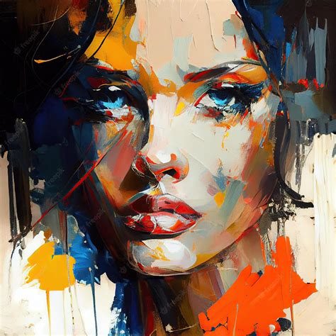 Premium Photo Abstract Oil Painting Portrait Of Beautiful Brunette