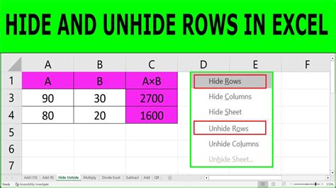 How To Hide And Unhide Rows In Excel YouTube