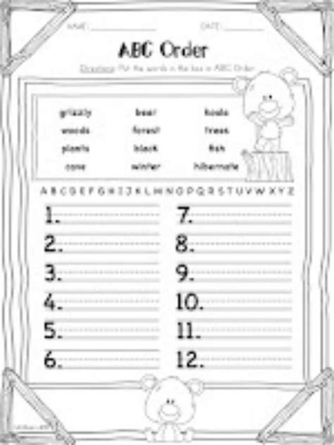 Free Printable Abc Order Worksheets For First Grade Learning How To Read