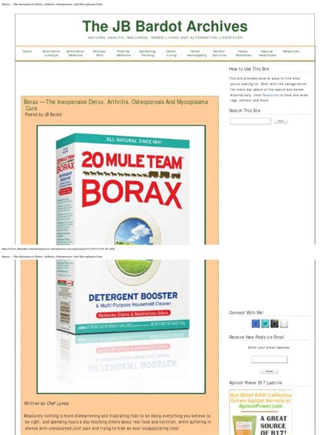 Borax The Inexpensive Detox Arthritis Osteoporosis And Mycoplasma