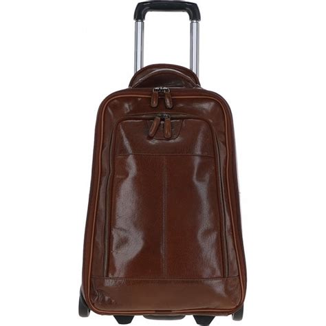 Mens Vegetable Tanned Leather Luggage Cabin Trolley Chestnut 89150