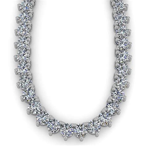 Lot 25 Ctw 3 Prong Graduated Diamond Riviera Necklace 14k White Gold