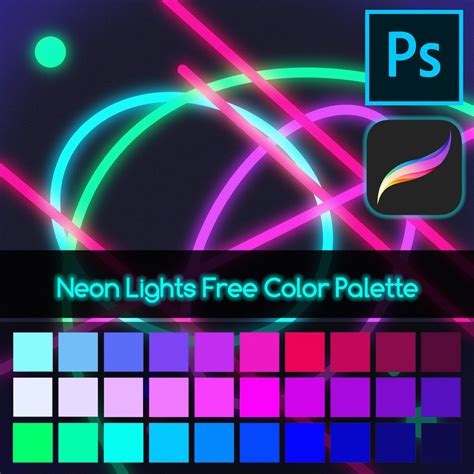 Neon Lights FREE Color Palette For Photoshop And Procreate In 2021