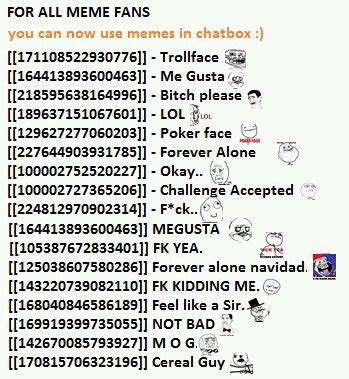 You can also view the full list and search for the item. Facebook Meme codes faces for chat emoticons