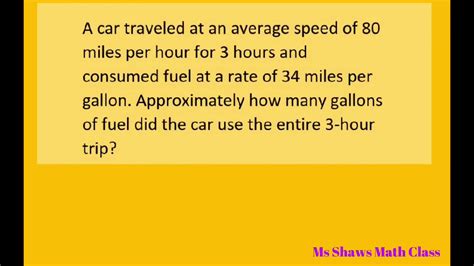 Approximately How Many Gallons Of Fuel Did Car Use Given Miles Per Hour