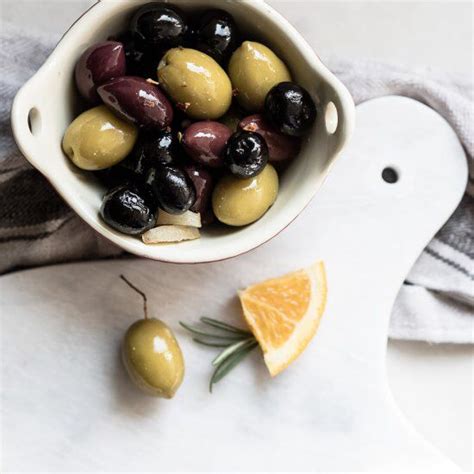 Warmed Olives Infused With The Gourmet Tastes Of Rosemary And Orange