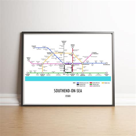 Southend On Sea Essex Underground Style Transport Street Map Etsy
