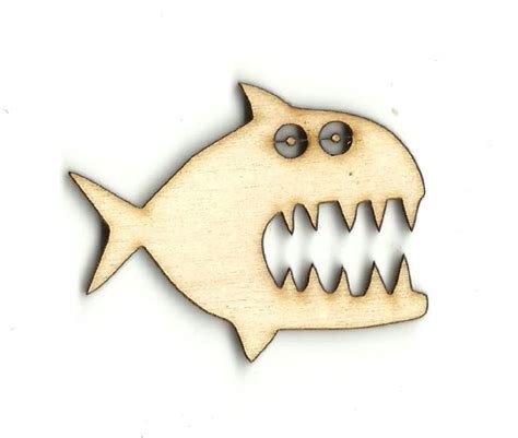 Piranha Fish Laser Cut Out Unfinished Wood Shape Craft | Etsy