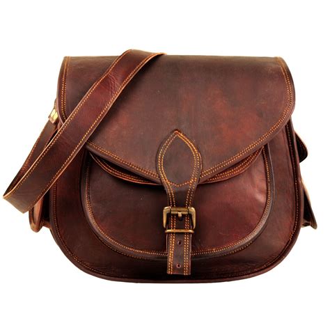 10x13 Inches Hanbags Brown Leather Cross Body Messenger Bag For Women
