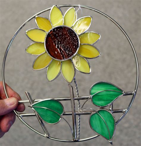 Stained Glass Sunflower Suncatcher On Ring Summer T Idea Etsy
