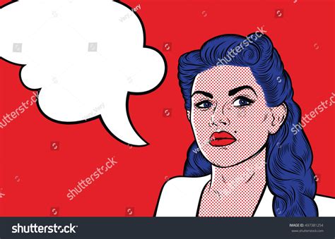 strict beautiful retro woman with speech bubble royalty free stock vector 497381254
