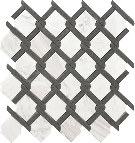 12x12 Medallion Pattern Black And White Marble Mosaic Tile Roca Tile