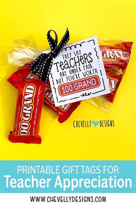 Printable T Tags For Teacher Appreciation On Yellow Background With
