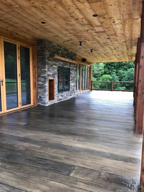 They will allow you to build a patio effortlessly even over grass. Custom Stained Gray Weathered Concrete Wood Porch in ...