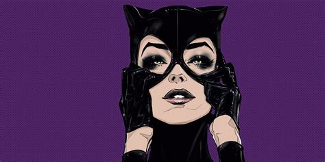 Wallpaper Dc Comics Catwoman Cat Girl Latex Bodysuit Black Latex Purple Background Dark
