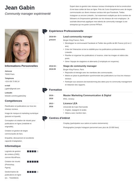 CV français exemple pour travailler étudier en France