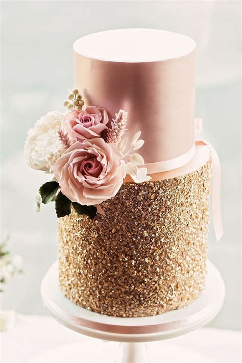 Find a wide range of wedding cake makers and cake toppers, ideas and pictures of the perfect wedding cakes at easy weddings. Gold & Pink Wedding Cake By Mama Cake #weddingcakes | Uk ...