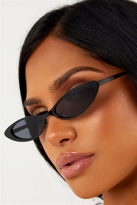 Skinny Metallic Sunglasses Black Fashion Eye Glasses Glasses Fashion Funky Glasses