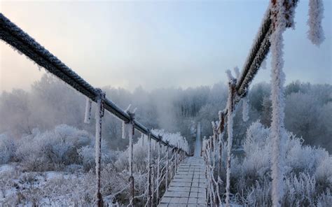 Winter Ice Nature Bridge Wallpapers Hd Desktop And Mobile Backgrounds