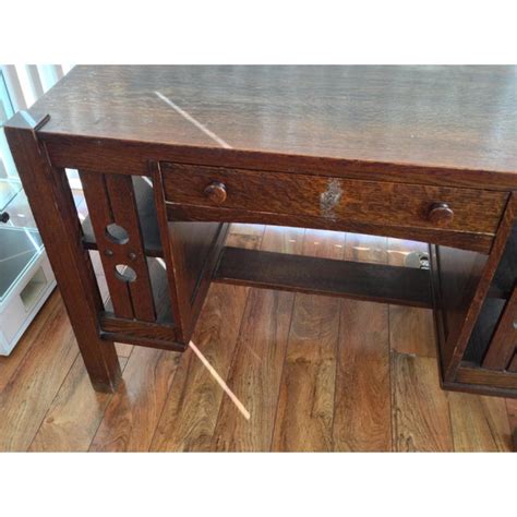 Antique Mission Oak Arts And Crafts Library Desk With Shelves Chairish