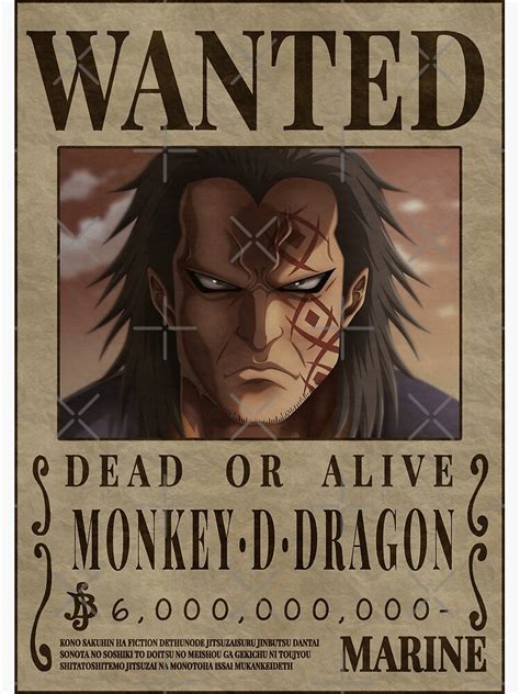 Monkey D Dragon Wanted Poster One Piece Poster By OnePieceWanted