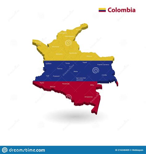 Flag Map Of Colombia Map Of Colombia Vector Map Of Colombia Stock