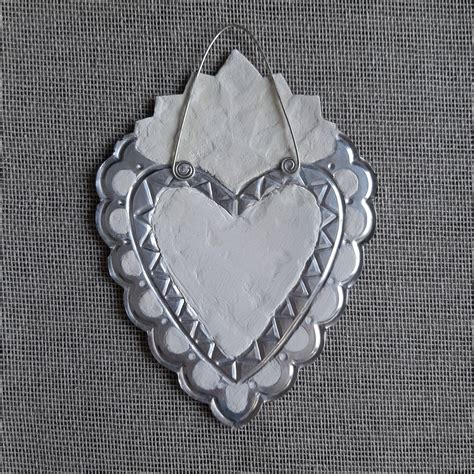 Talavera Heart Ornament Folk Art Sacred Heart Gift For Etsy