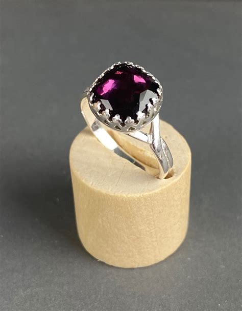Purple Crystal Ring Crystal Jewelry Solitare Cushion Cut Etsy