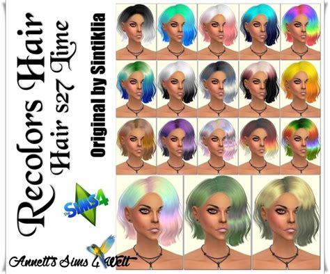 Sims 4 Ccs The Best Recolors Hair Sintiklia Hair S27 Lime By