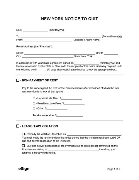 Free New York Eviction Notice Templates Laws Pdf Word New York