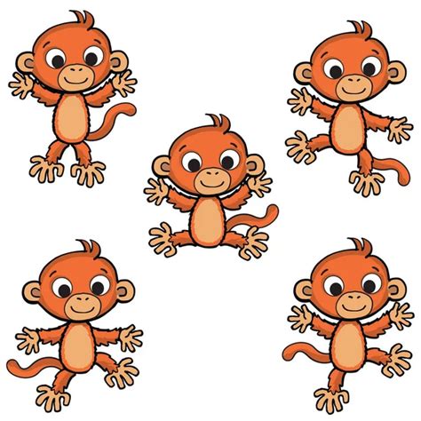 Monkey Cartoon Set ⬇ Vector Image By © Tigatelu Vector Stock 44738579