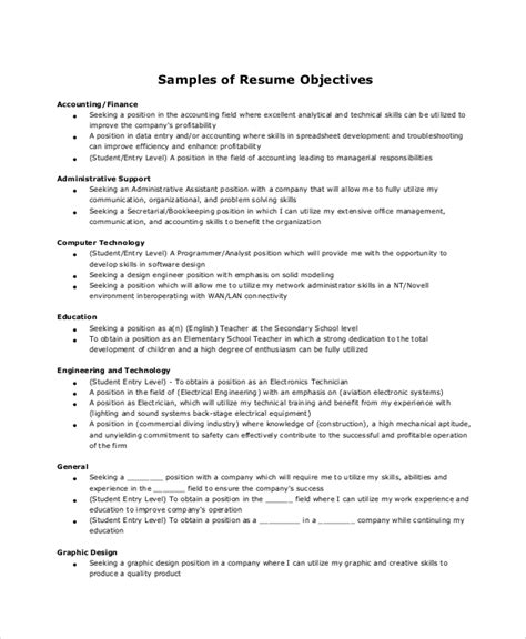 Free 6 Sample Resume Objective Templates In Ms Word Pdf
