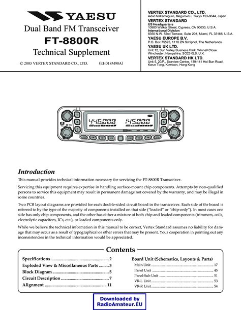 Yaesu Ft 8800r Service Manual 8800