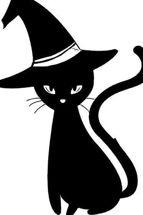 A Black Cat Wearing A Witches Hat